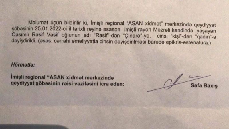 İmişli rayon sakini cinsini və adını dəyişdi - FOTOFAKT