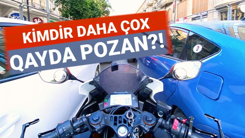 Avtomobil və motosikelet sürücülərinin MÜBAHİSƏSİ...- Kim haqlıdır?! Bundan sonra... - VİDEO