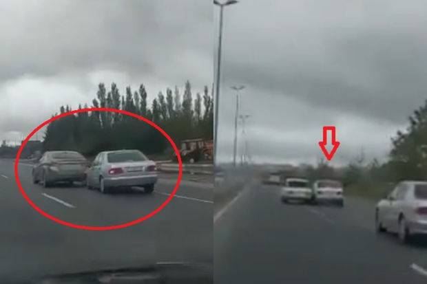 Bakı-Sumqayıt yolunda “yol terroru”: Maşınları vuraraq yoluna davam edən sürücü qəza törətdi - VİDEO