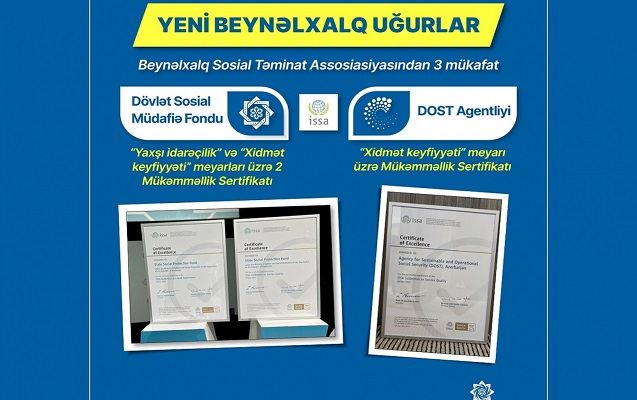 ƏƏSMN-nin qurumları beynəlxalq mükafatlarla təltif olunub 