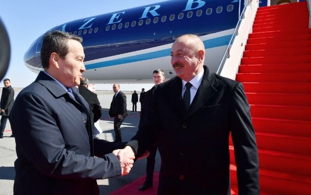 İlham Əliyev Qazaxıstana getdi - Fotolar 