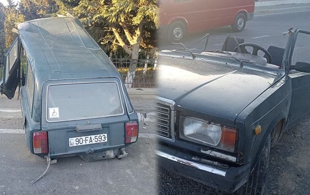 Bakıda maşının ortadan bölündüyü qəzanın - Videosu 