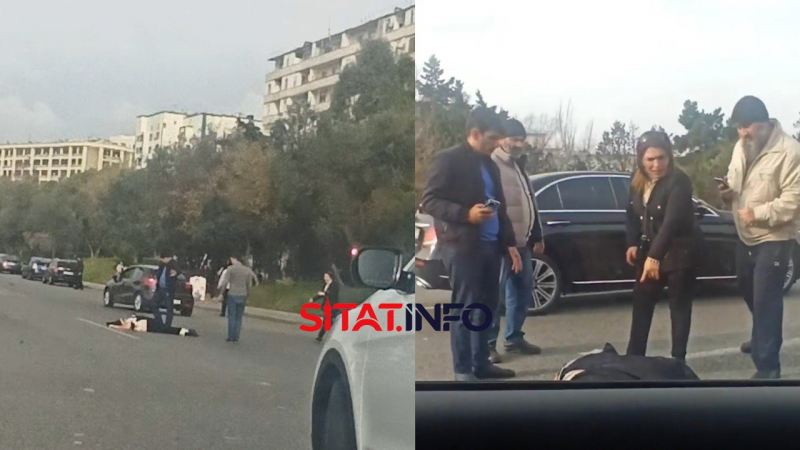 Bakıda piyadanı avtomobil vurub: VİDEO