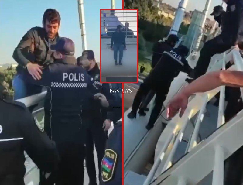 Özünü körpüdən atmaq istəyən kişini polis belə xilas etdi - ANBAAN VİDEO