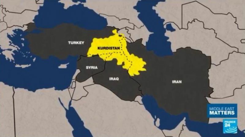 Fransadan Türkiyəyə qarşı təxribat: Bu ərazilər \"Kürdüstan\" kimi göstərildi 