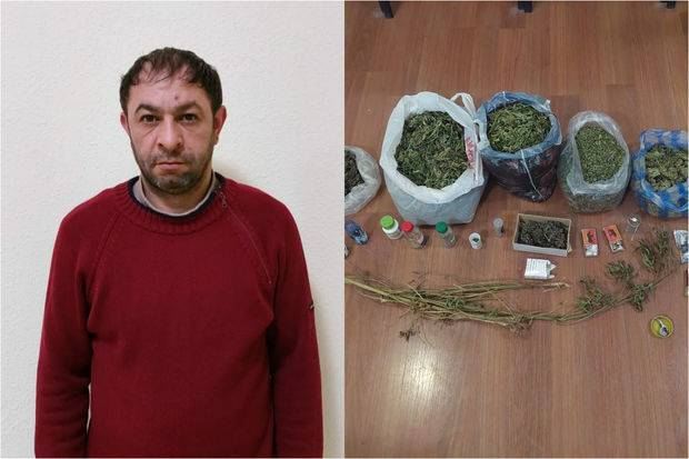 Narkotacirin evindən külli miqdarda marixuana aşkarlandı 