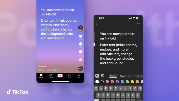 TikTok \"mətn postu\" funksiyasını elan edir 