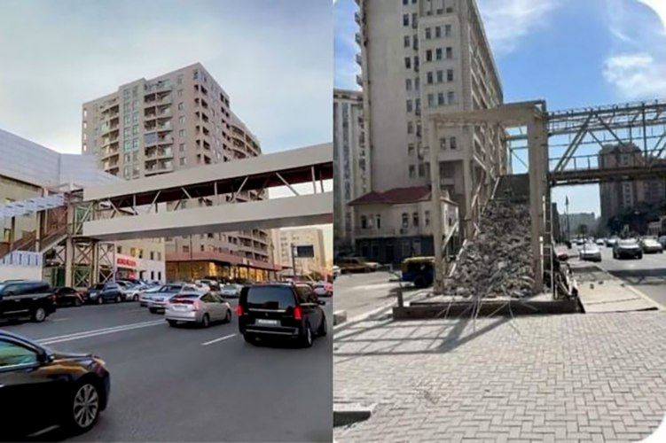 Bakıda qanunsuz tikilən piyada keçidi başqa yerdə quraşdırılacaq - VİDEO - YENİLƏNİB
