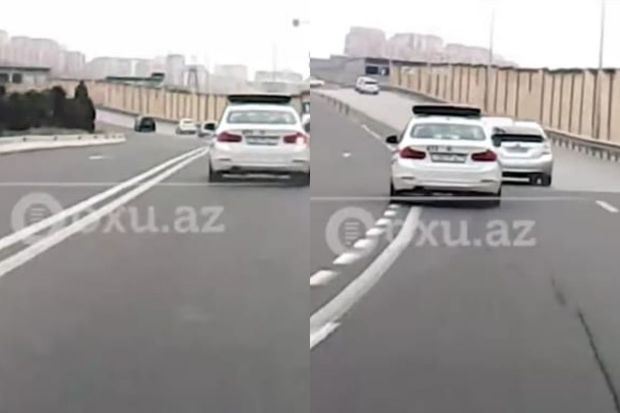 Bakıda DYP avtomobili qaydaları kobud şəkildə pozdu - VİDEO