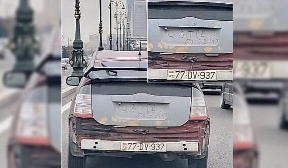 Nömrə yerinə “Qatil 78 leş” yazan sürücü saxlanıldı 