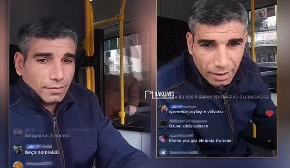 Avtobus sürücüsü sükanda canlı yayım açdı - VİDEO