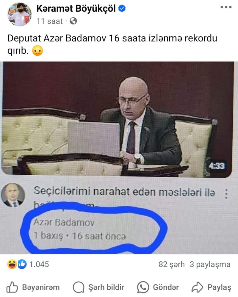 Azər Badamov: \"Onun düşüncəsi ora qədərdir\" 