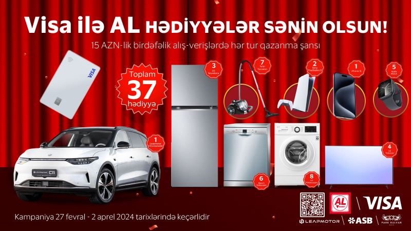 AL Marketdə alış-veriş edin, avtomobil və digər qiymətli hədiyyələri  qazanın 