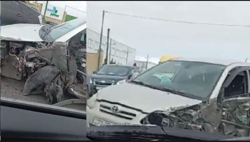 Bakıda \"Kamaz\"la minik avtomobili toqquşdu - VİDEO