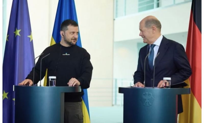 Ukrayna lideri Volodimir Zelenski Almaniya kansleri Olaf Şoltsla görüşüb 