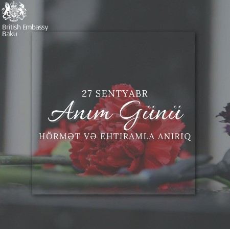 Britaniya səfirindən Anım Günü ilə bağlı paylaşım - Foto 