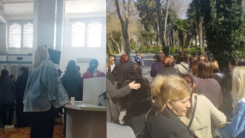 Mədəniyyət Nazirliyində özünə xəsarət yetirmək istəyən müəllimi polis xilas etdi - VİDEO