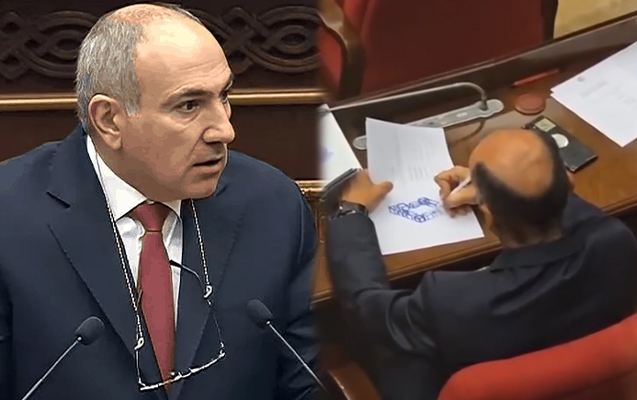 Paşinyan parlamentdə danışdı, o isə rəsm çəkdi 
