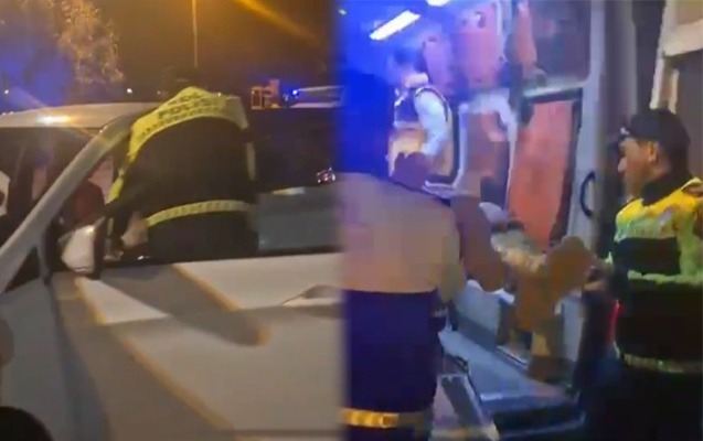 Səhhəti pisləşən qaziyə yol polisi kömək etdi - Video 