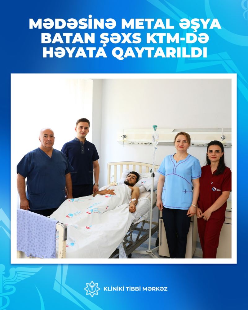 Metal əşya mədəsinə batdı, ölümdən döndü 