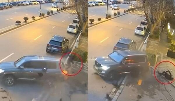 Bakıda piyada son anda ölümdən xilas oldu - Video 