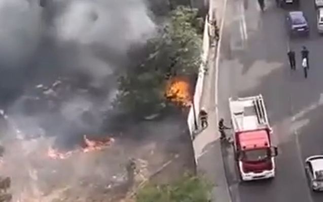 “20 yanvar” metrostansiyası yaxınlığında yanğın 