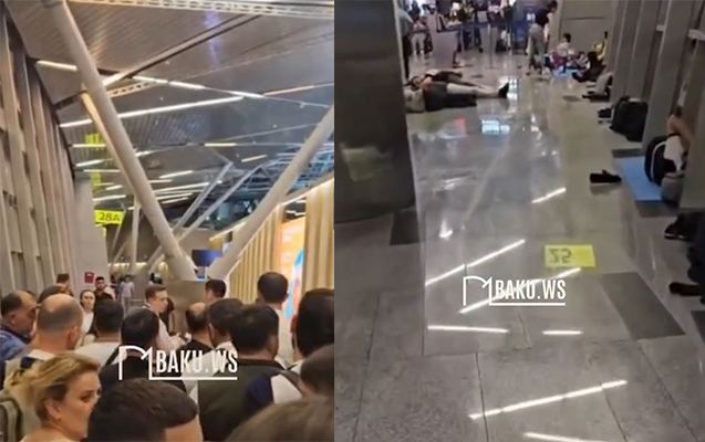 Moskvadan Gəncəyə gələnlər aeroportda qaldı - Video 