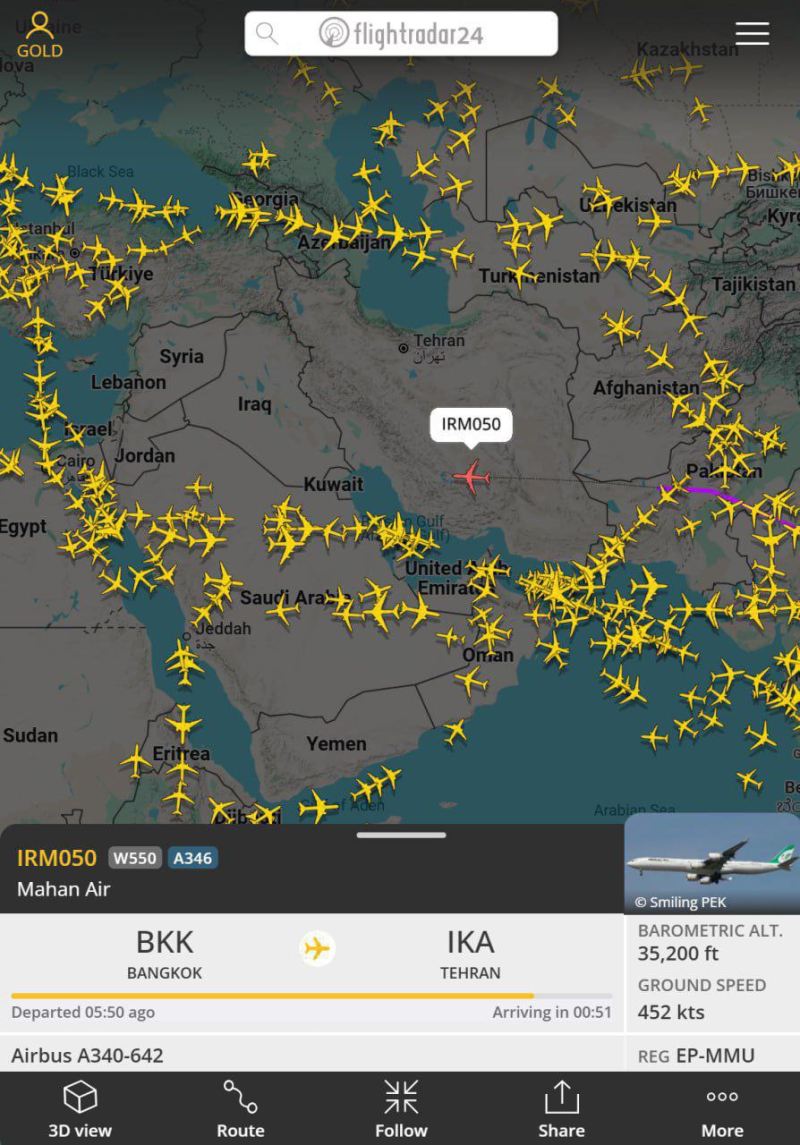 İrandan İsrailə qədər bütün hava sahəsi mülki aviasiya üçün bağlandı 