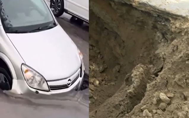 Bakıda bu yol 20 gündə ikinci dəfə çökdü - Video 