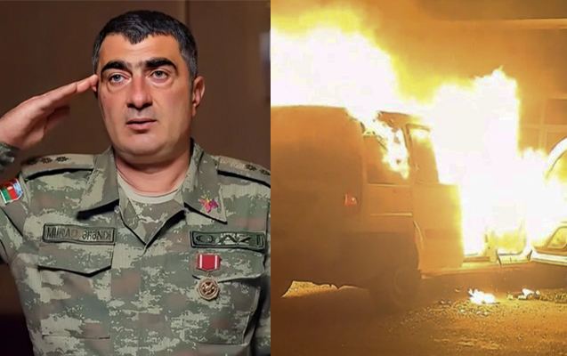 Bakıda hərbçi pulunu ödəyə bilmədiyi maşınını yandırdı - Video 