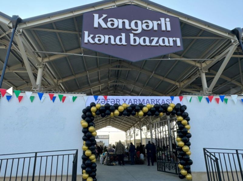 Ağdamın Kəngərli kəndində bazarın açılışı olub, Zəfər yarmarkası keçirilib -Video 