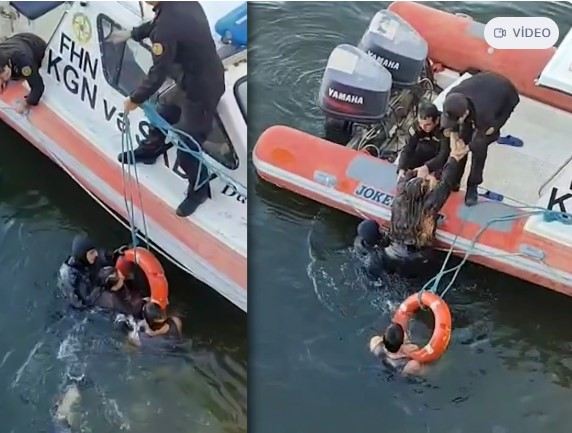 Bulvarda suya düşən kişi və qadın xilas edilib - ANBAAN GÖRÜNTÜLƏR 