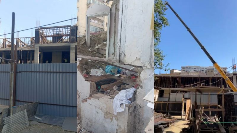 \"Nizami city\" vətəndaşın evini başına uçurur: Dəhşətli görüntülər! Kranlar evin üzərində... - Video