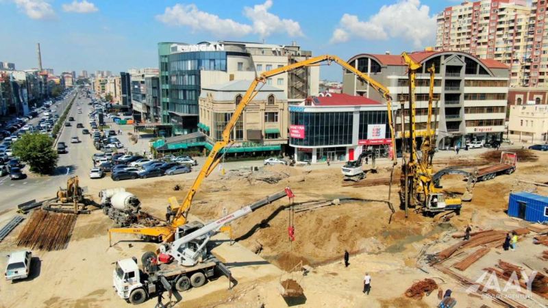 Bakıda yeni avtomobil yolunun inşasından GÖRÜNTÜLƏR 