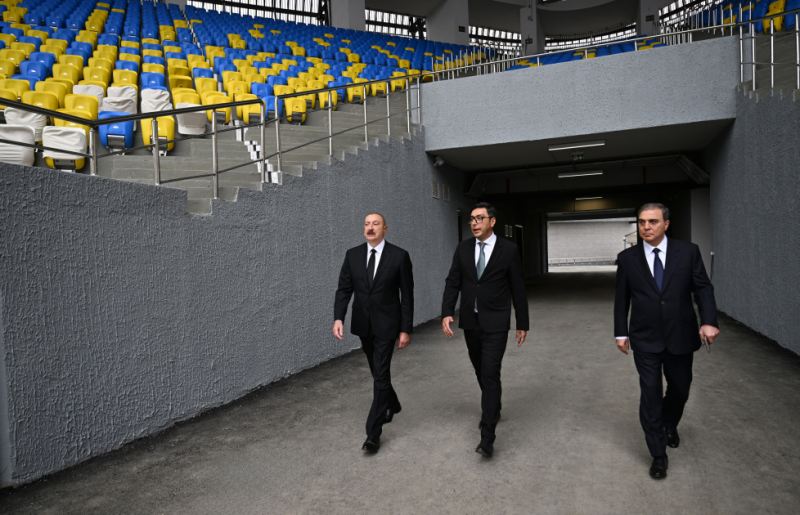Prezident Gəncə şəhər stadionunun açılışında - Fotolar 