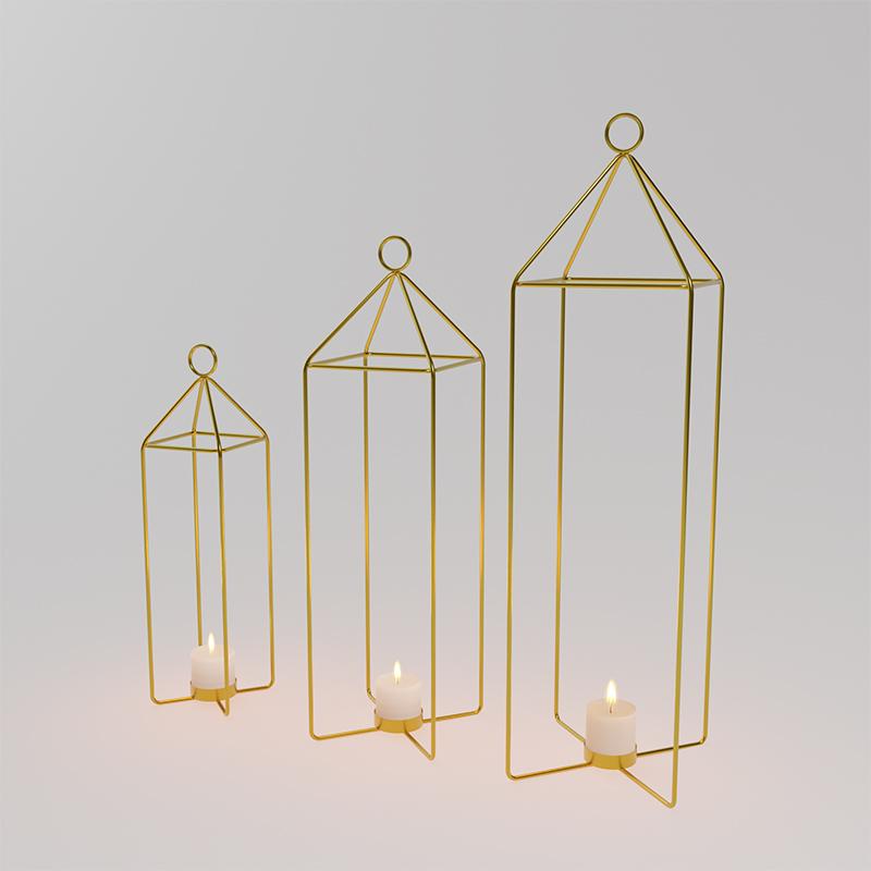Set of 3 Golden Metal Lantern