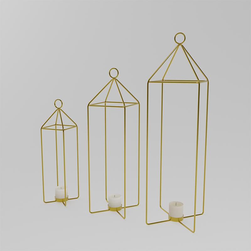 Set of 3 Golden Metal Lantern
