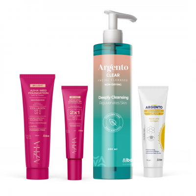 Argento Clear Facial Cleanser 200 ml+Argento Eye Contour Cream 30 gm+Azha Med Concealer 12ml+Azha Med Foundation 25ml