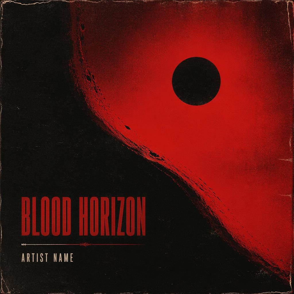 Square album cover with abstract black and red gradient, vintage retro folk aesthetic, intense mood, and clean title text.