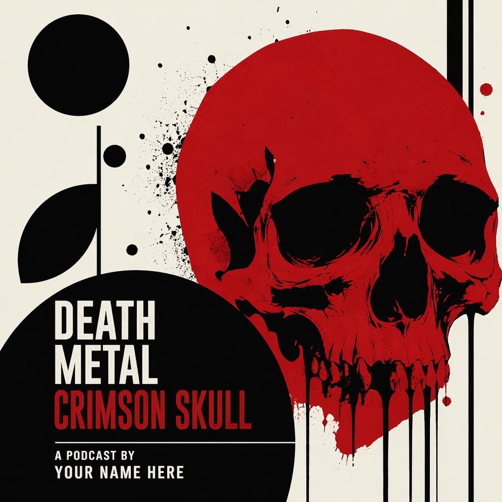 Square abstract black-and-white cover with a playful skull illustration, bold contrast, and clean album title placeholder text.