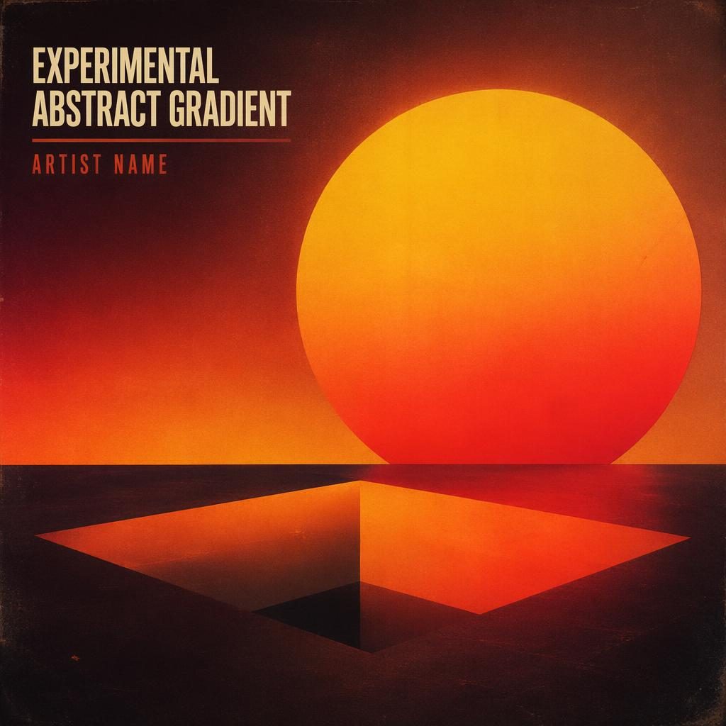 Square album cover with a moody warm sunset gradient, abstract textures, and clean placeholder artist and title text.