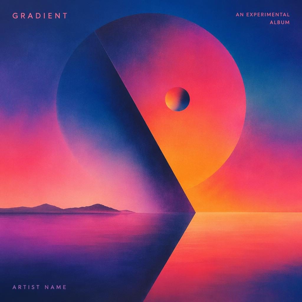 Square album cover with an experimental abstract gradient in neon vaporwave colors, painterly texture, and clean placeholder text.