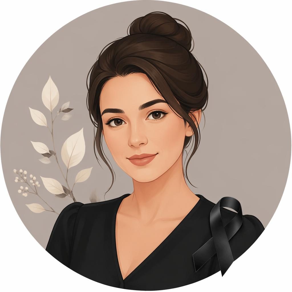 Ilustración de retrato humano centrado, estilo avatar, con tonos pastel suaves y expresión serena sobre fondo liso