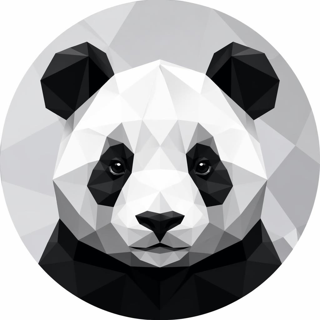 Avatar animal geométrico low poly en monocromo, centrado, con estilo plano abstracto y fondo limpio.