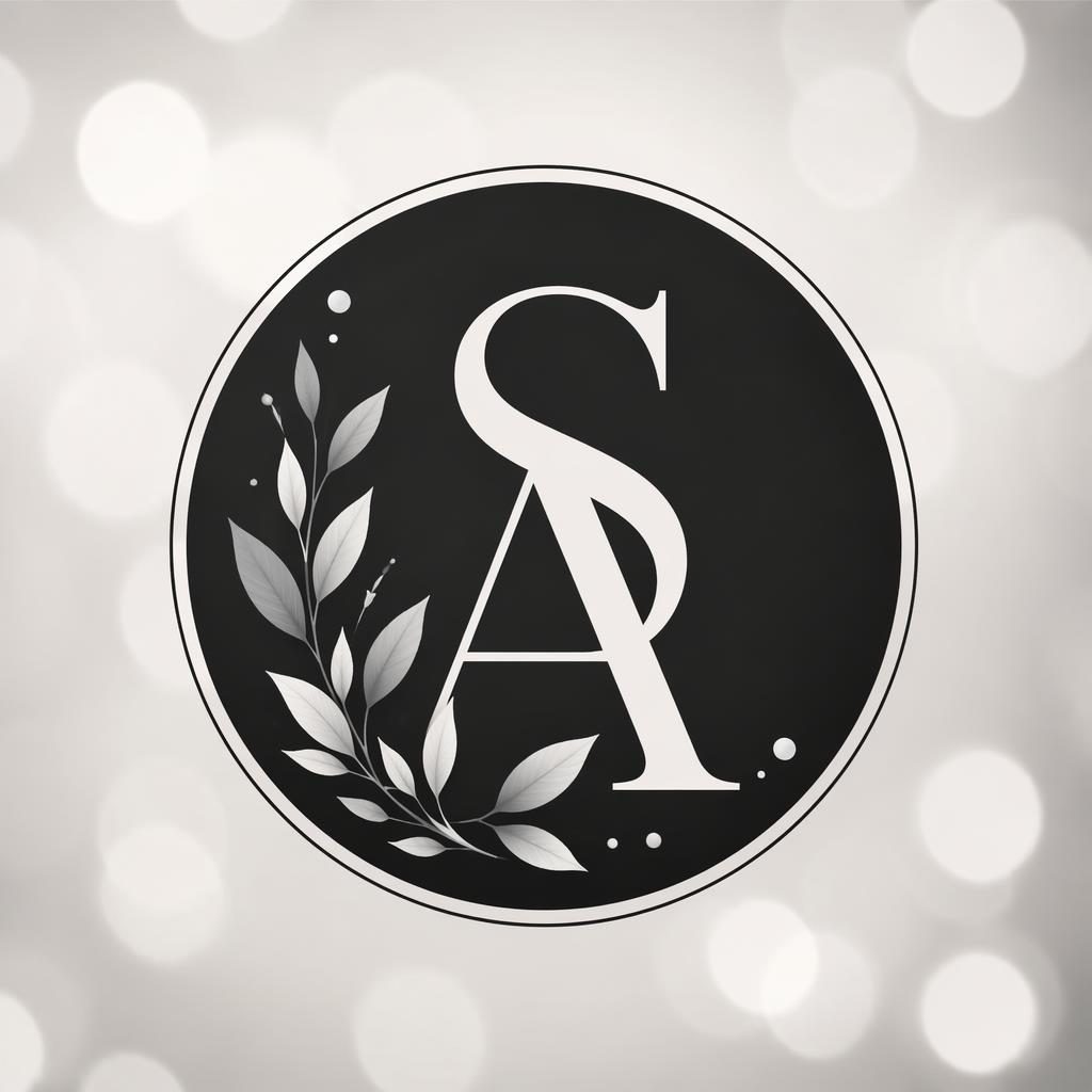 Avatar ilustrado en monocromo con monograma centrado, fondo bokeh suave y composición limpia para perfil