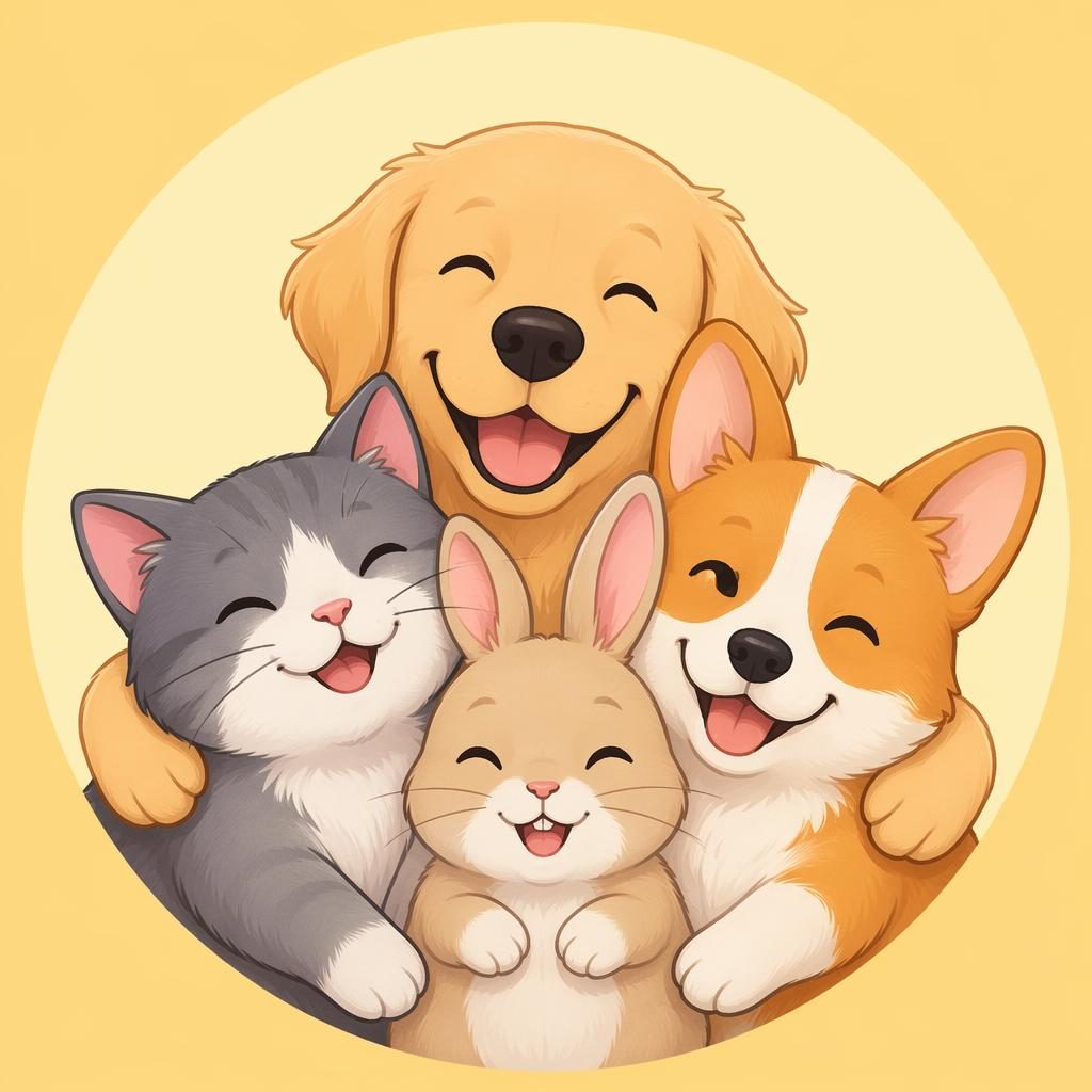 Flat illustration animal avatar with a warm pastel palette, centered for profile picture use on solid background.