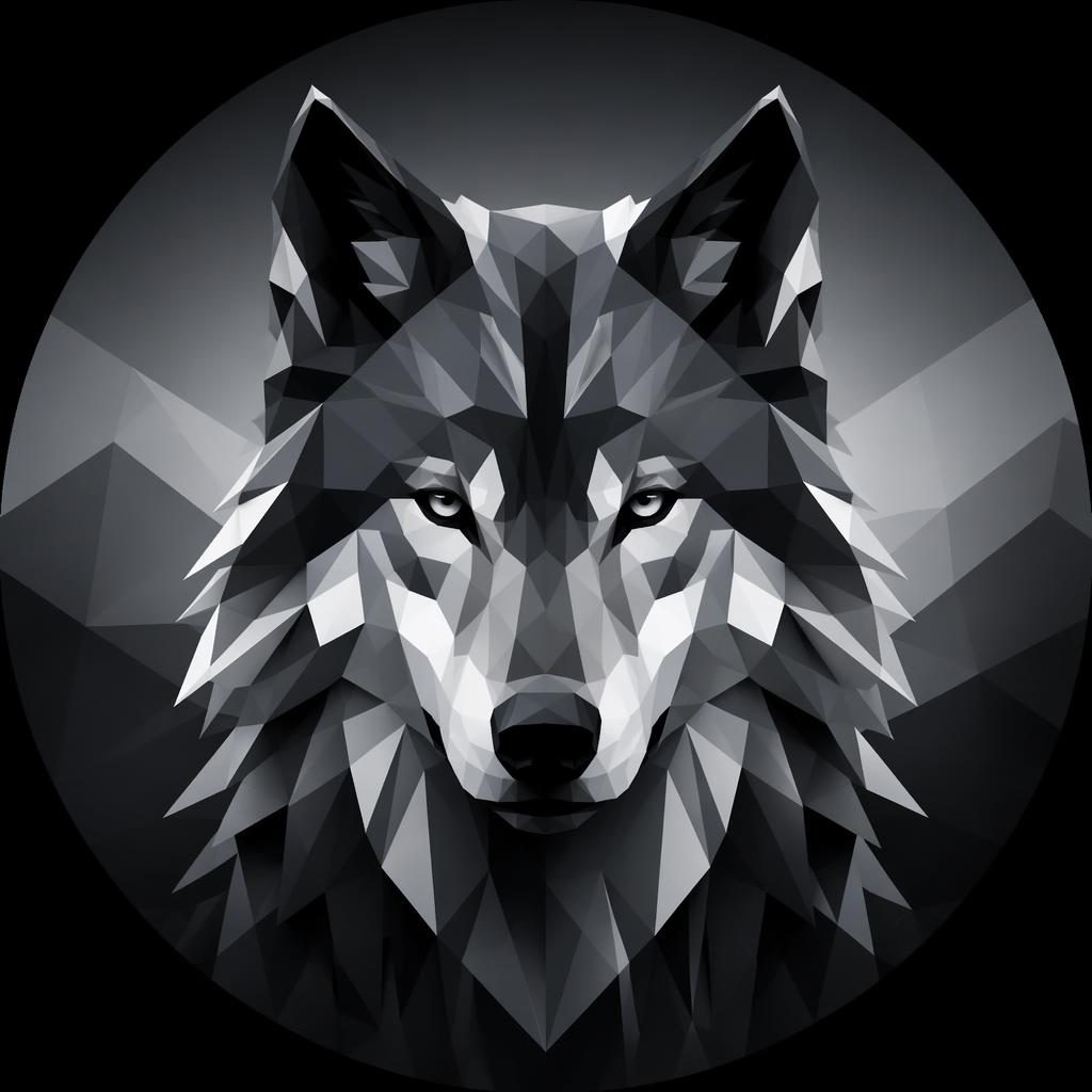 Centered low-poly geometric animal avatar in a monochrome gradient, sharp and clean for profile picture crops.