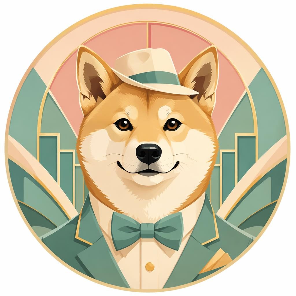 Centered animal avatar in playful art deco style with pastel soft colors, flat abstract shapes, and a clean profile picture crop.