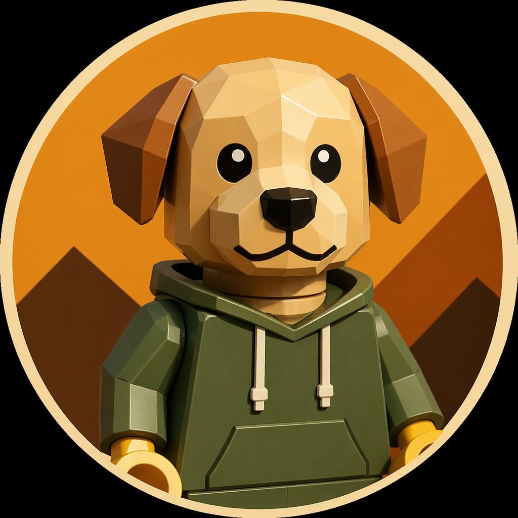 Low-poly geometric animal avatar in warm earth tones, centered on a clean abstract background for profile use.