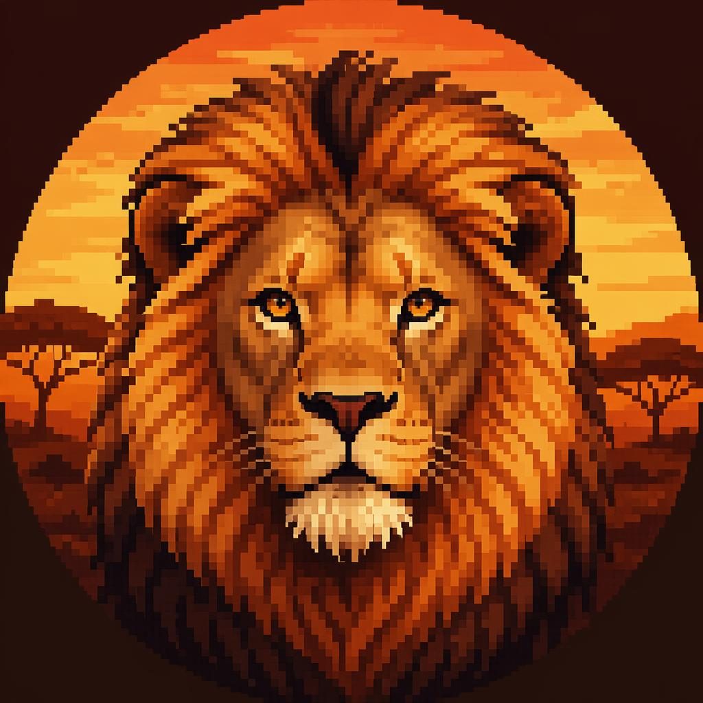 Centered retro pixel art animal avatar in warm earth tones with a soft gradient, sharp focus, clean crop for profile use